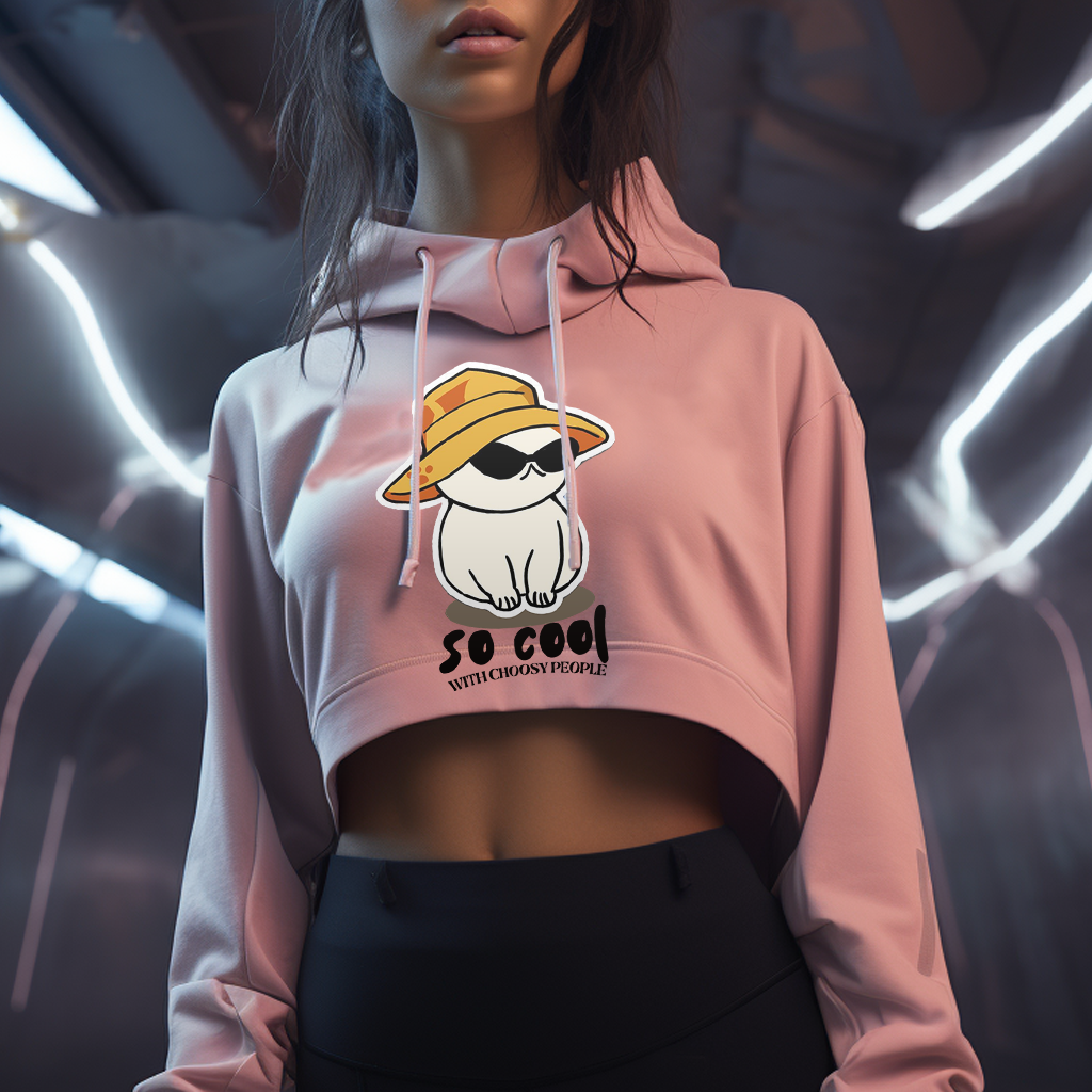 Light Pink Printed Crop Hoodie - TEENATE