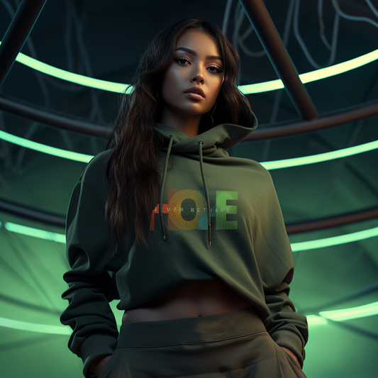 Olive Green Crop Hoodie - TEENATE