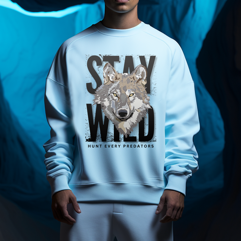 Baby Blue Printed Sweatshirt for Men