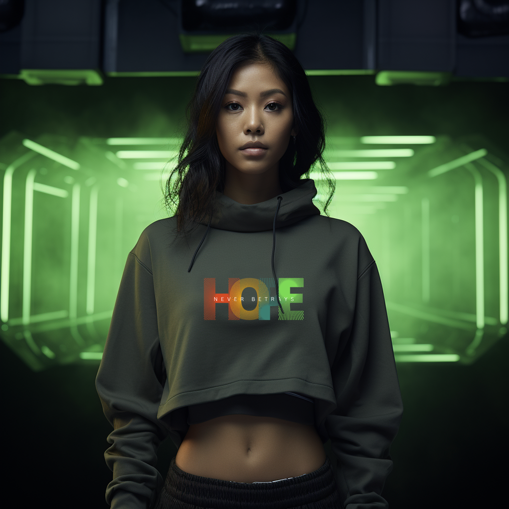 Olive green top crop hoodie
