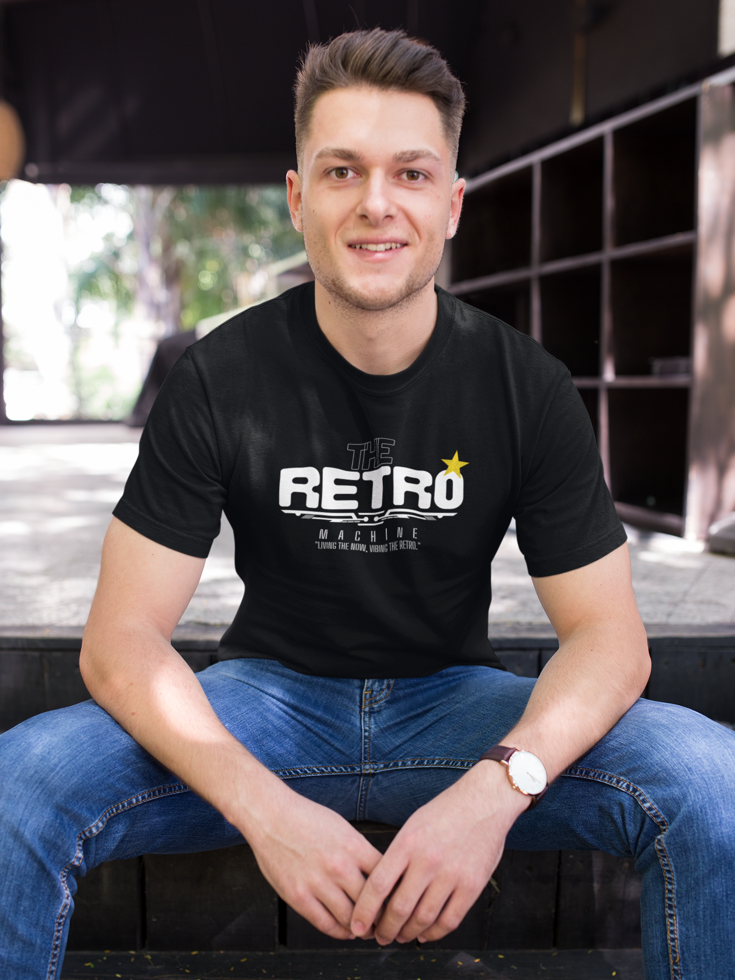 RETRO Machine โ Black Regular Fit Tee