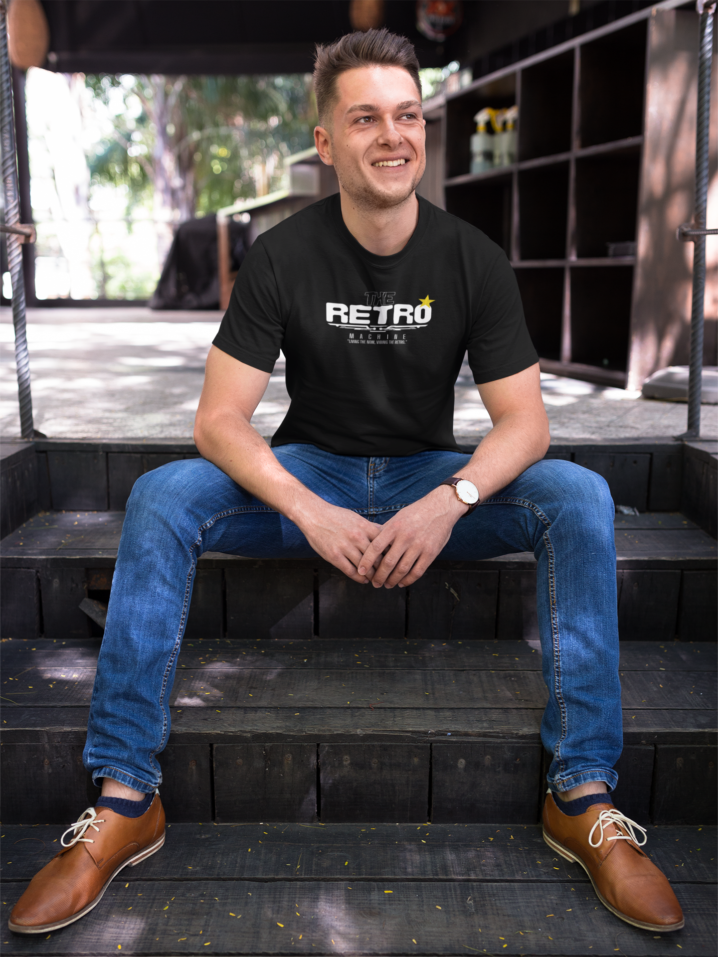 RETRO Machine โ Black Regular Fit Tee