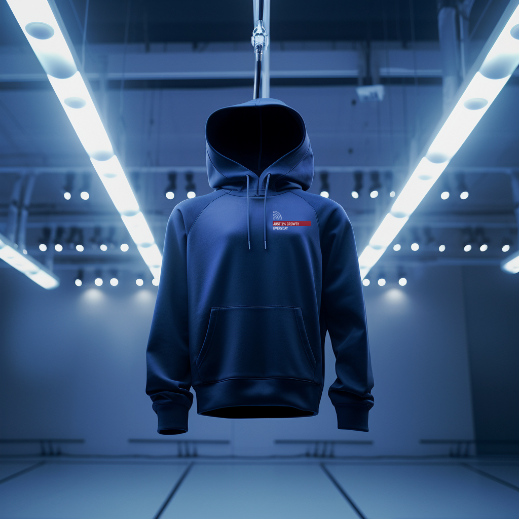 Men's Navy Blue Hoodie with Motivational Design