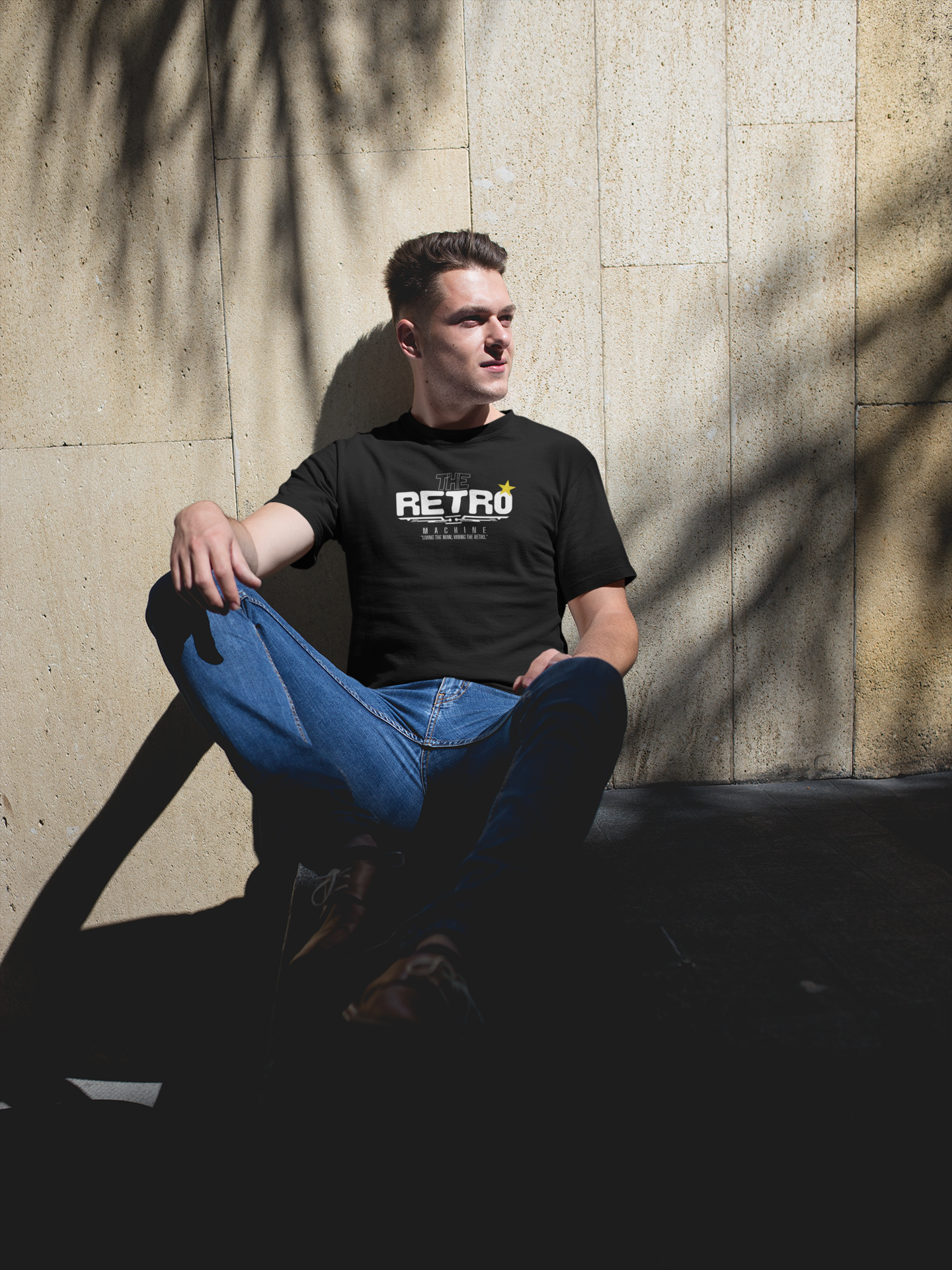 RETRO Machine โ Black Regular Fit Tee