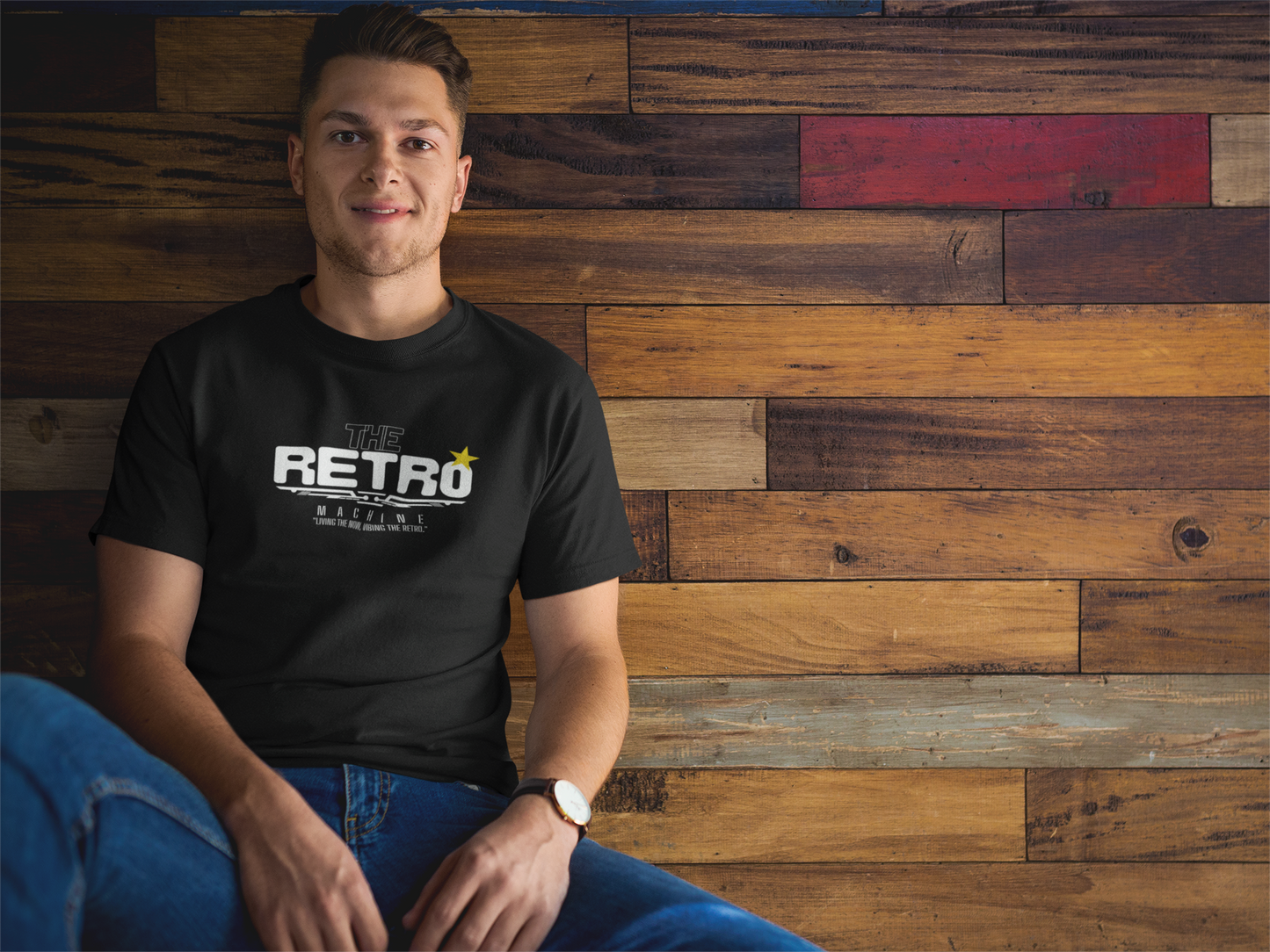 RETRO Machine โ Black Regular Fit Tee