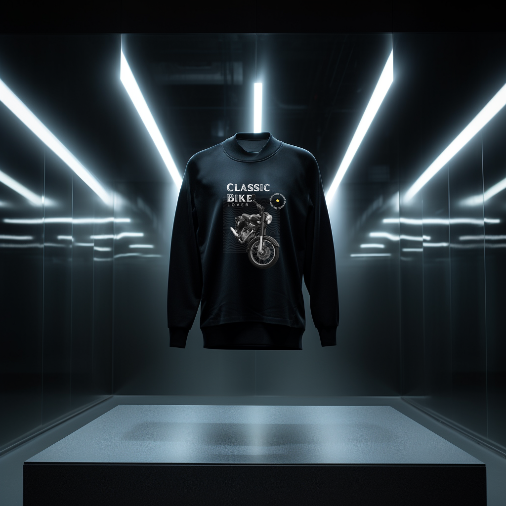 Biker Theme Black Printed Sweatshirt for Men