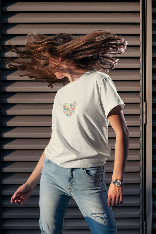 Bloom in Heart – Off White Tee for Women
