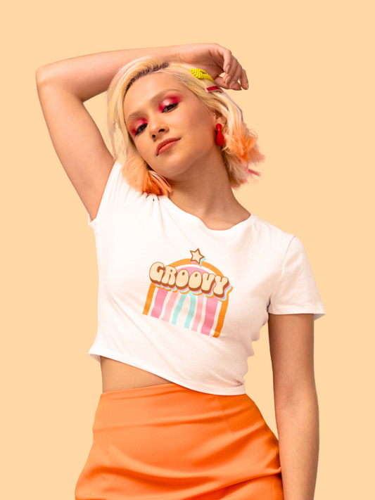 Groovy White Crop Top – Embrace the Vibe