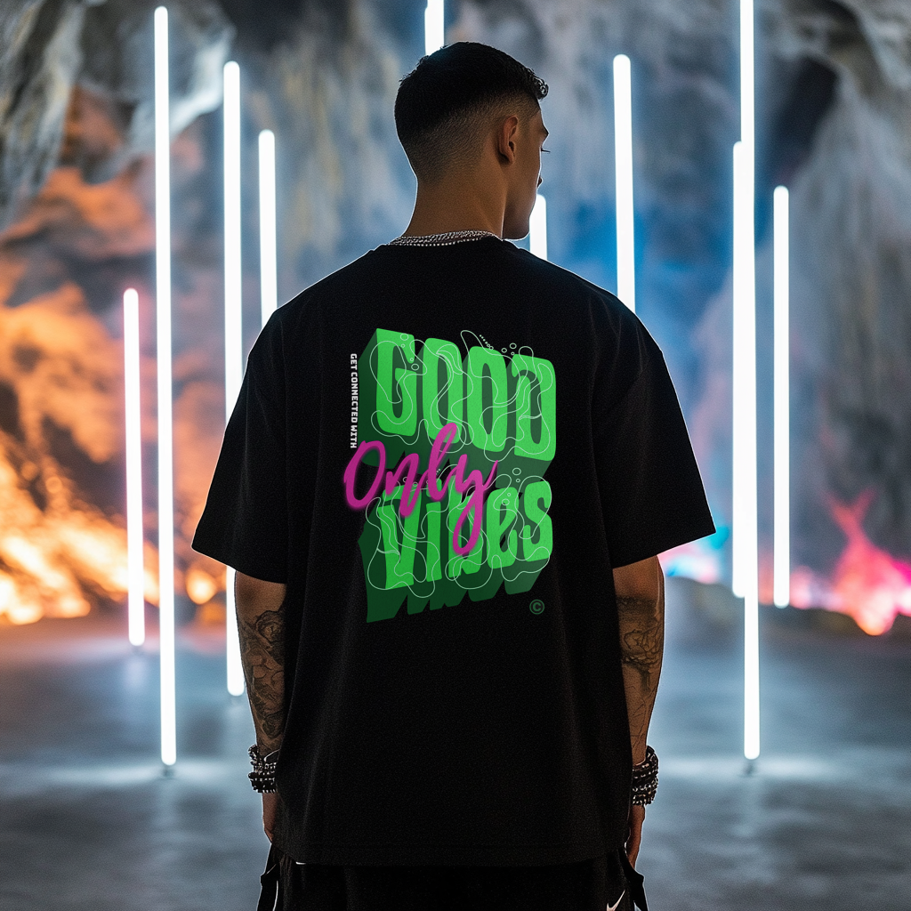 Good Vibes Only - Oversized Printed T-Shirt for Men