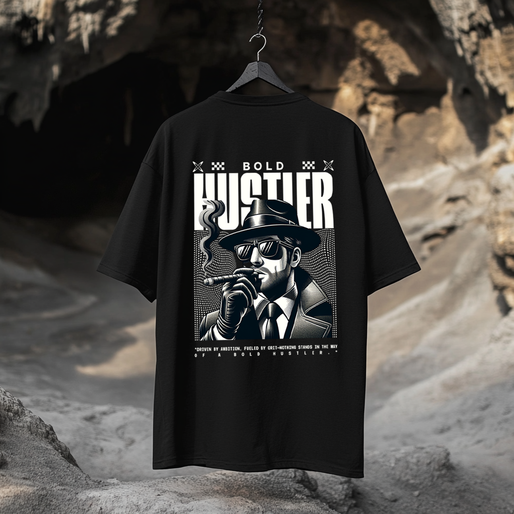 Bold Hustler Oversized Black T-Shirt