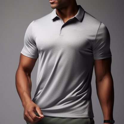 Men's MelangeGrey Polo T-Shirt with Ultra Comfort