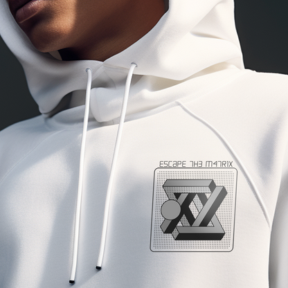 White Premium Matrix Design Hoodie