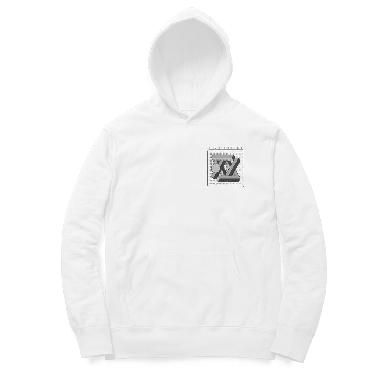 White Premium Matrix Design Hoodie