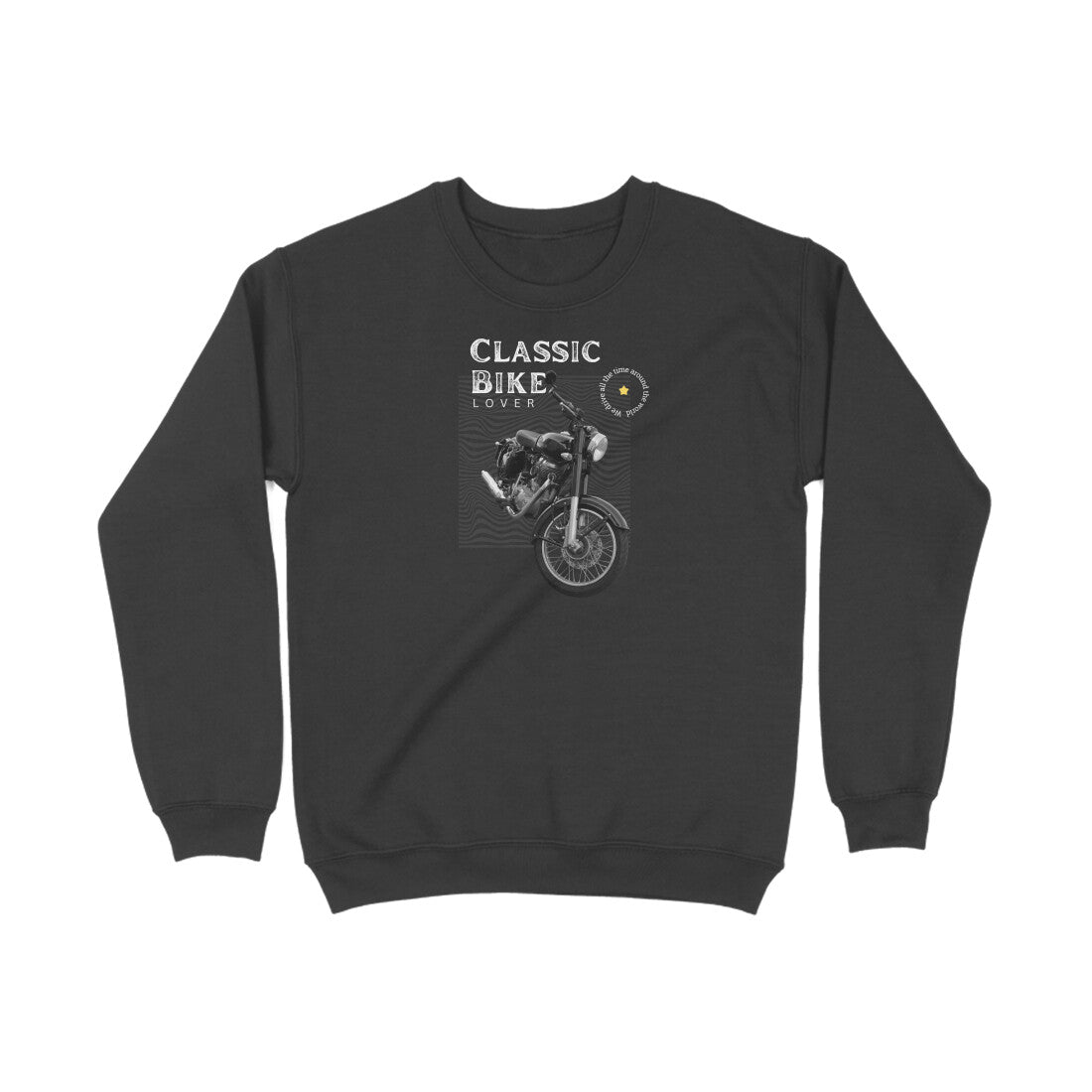 Biker Theme Black Printed Sweatshirt for Men