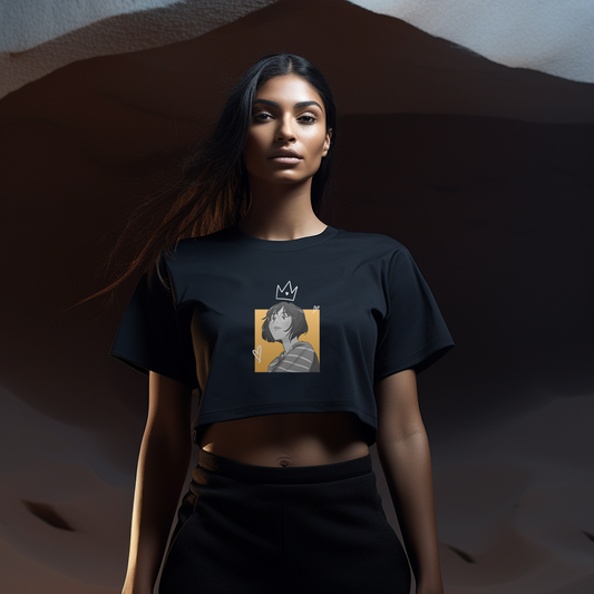 Black Printed Cotton T-Shirt - TEENATE
