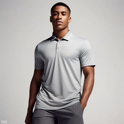 Men's MelangeGrey Polo T-Shirt with Ultra Comfort