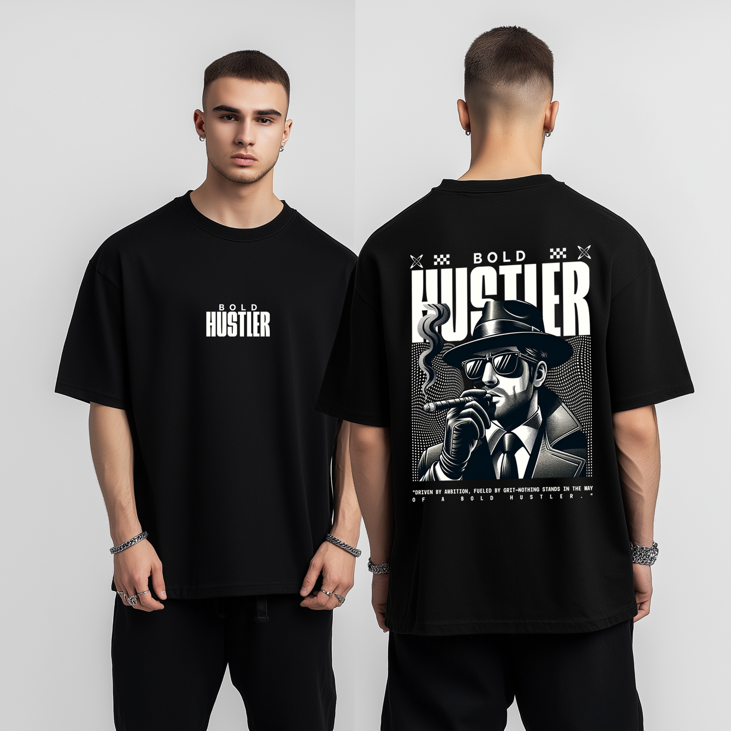 Bold Hustler Oversized Black T-Shirt