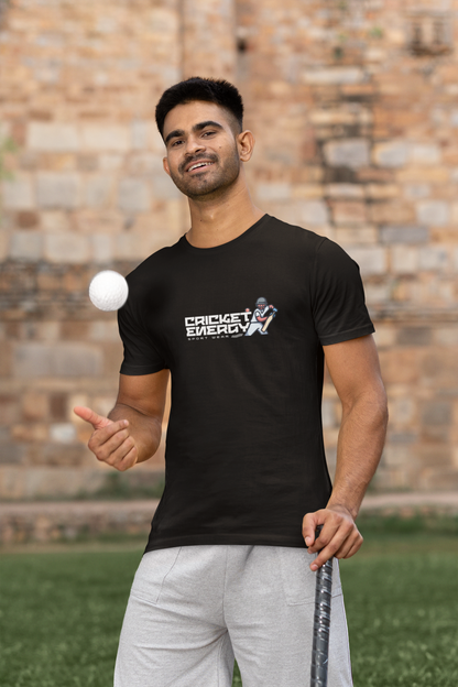 Cricket Energy - Round Neck Black T-shirt