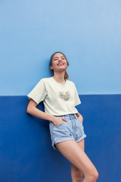Bloom in Heart – Off White Tee for Women