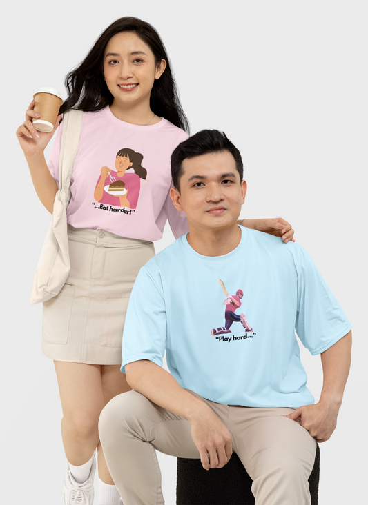 Couple Combo – Play Hard & Eat Harder | Regular Fit Tee