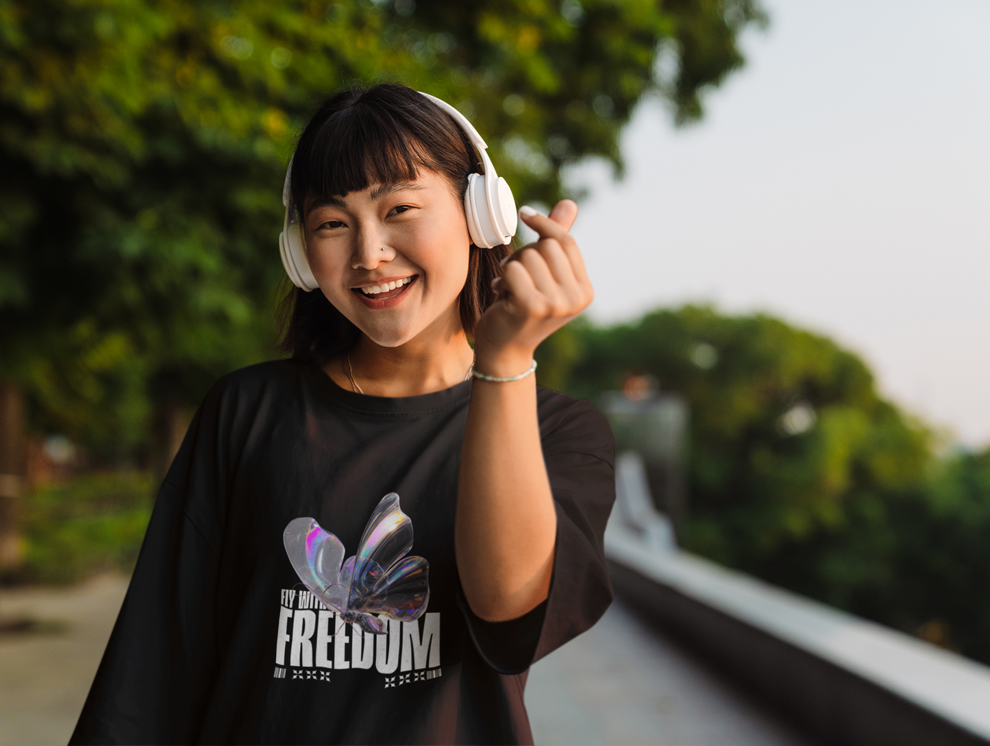 "Fly with Freedom" Women's Oversized Black T-Shirt