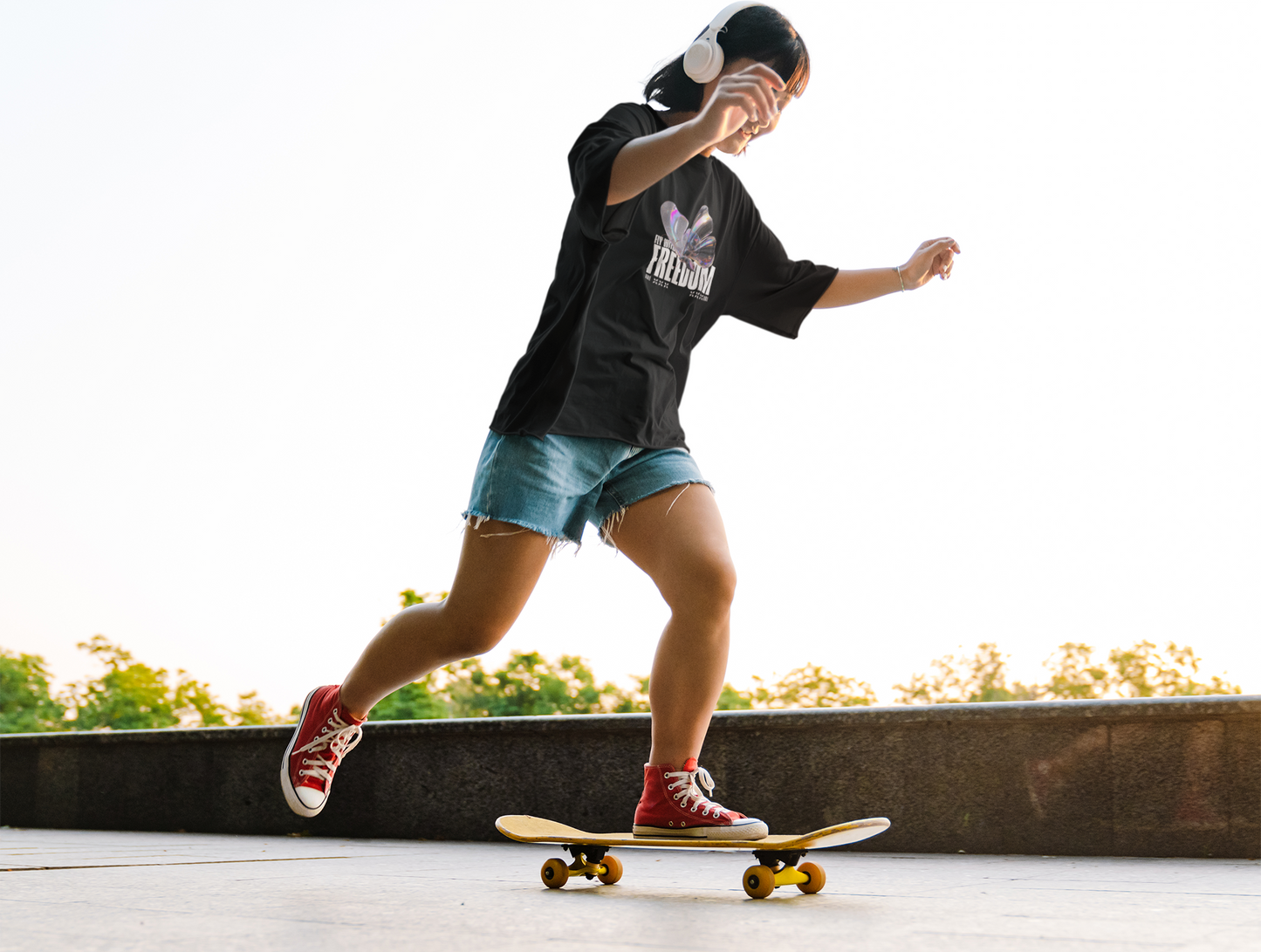 "Fly with Freedom" Women's Oversized Black T-Shirt