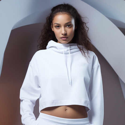 Plain Crop Hoodie Cotton T-Shirt - TEENATE